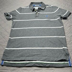 American Eagle Outfitters Charcoal Polo with White Stripes